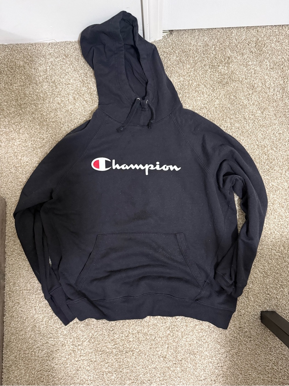 Champion Women’s Black Hoodie with Red & White Logo